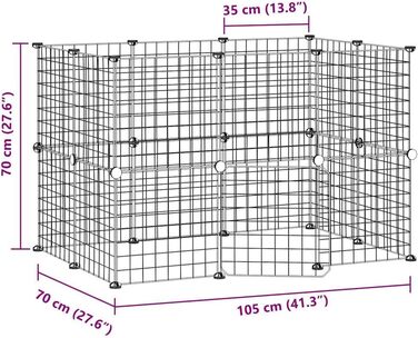 Клітка для тварин з дверима vidaXL, 20 секцій, сталева, чорна, 35x35 см – для кроликів, цуценят, вигульний вольєр