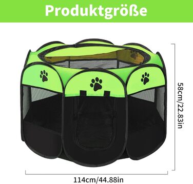 Складаний вольєр для цуценят та собак, портативний загон для тварин, 74x43 см (зелений)
