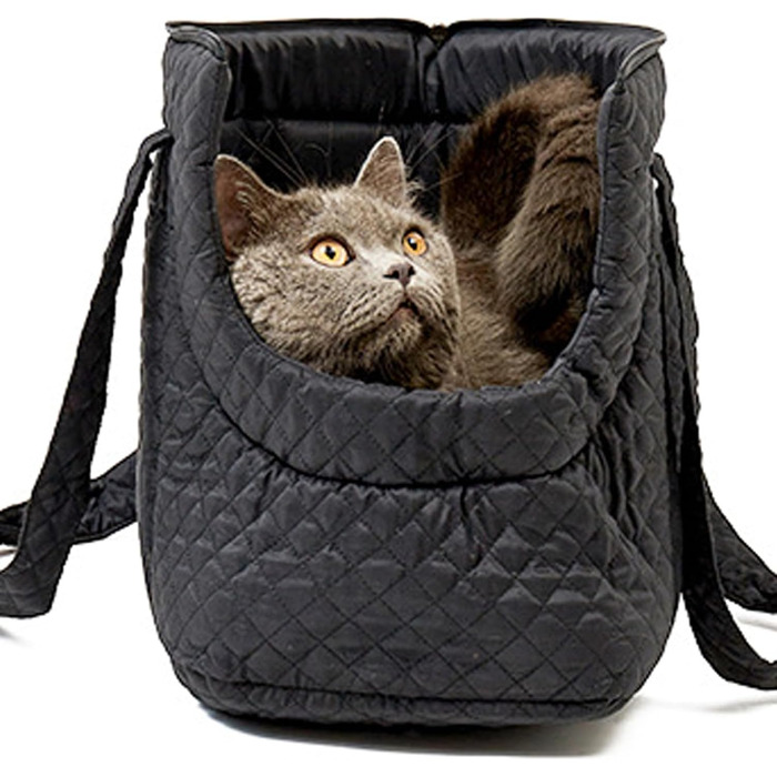 Транспортна сумка для тварин: переноска для котів та маленьких собак з бавовни, чорна