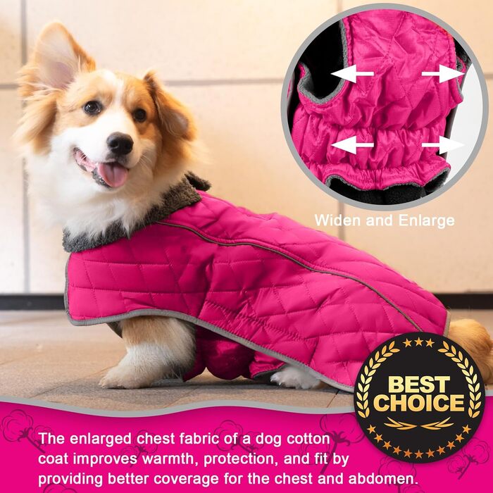 Водонепроникний зимовий пуховик Fragralley для собак, світловідбиваючий, з отвором для шлейки, тепла флісова куртка для цуценят, середніх та великих собак, ідеальний подарунок, колір: рожевий (XX-Large)