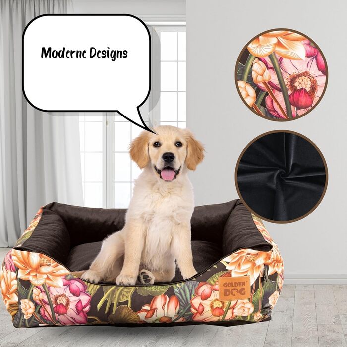 М'яке ліжко для собак з піднятими бортиками, розмір XXXL, з квітковим дизайном, 'Superheld'