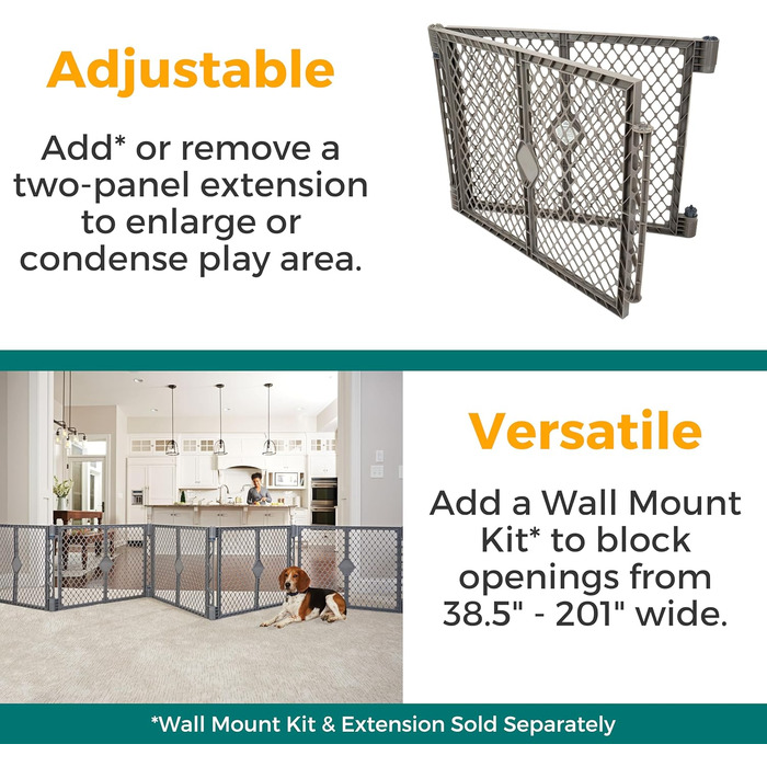 Laufstall для собак North States MYPET Petyard, 6 панелей, 66 см, складаний, для дому та вулиці, Feldstone Basic