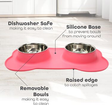 Набір мисок для тварин DIVCHI: миска для їжі та води, силіконовий піднос, для котів, цуценят, маленьких собак (блакитний, зелений, рожевий, M)