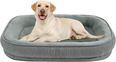 Ліжко для собак середніх та великих порід з високими бортиками, знімний та пральний чохол, кошик для собак, зручна подушка з роликом для шиї, неслизьке дно
