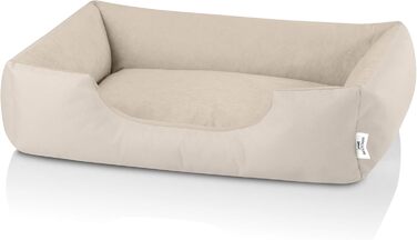 Ліжко для собак BedDog Zara, м'яке лежання для собак середніх порід, корзина для собак, диван для собак, знімний та пральний чохол, 80 x 65 x 18 см, світло-бежевий (LIGHT-SAND)