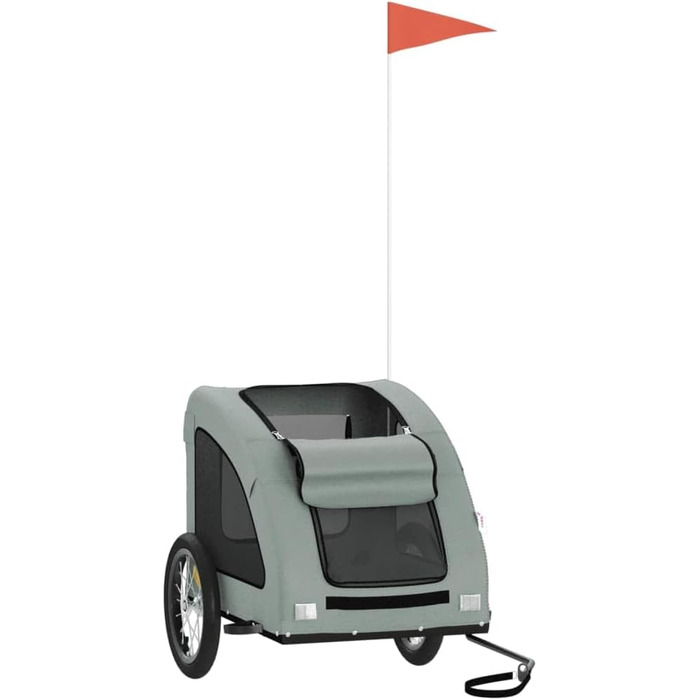 SECOLI Причіп для собак, візок для собак, буги для собак з відбивачем. Причіп для велосипеда для собак до 45 кг - Сірий, 125 x 63 x 66 см