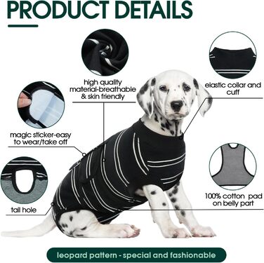 Body для собак після кастрації Kuoser - дихаючий одяг для собак та котів, захист від облизування ран, альтернатива електронного нашийника, чорний, XS (обхват грудей 32-40 см)