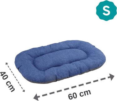 Подушка для собак та котів Baroni Home, 40x60x7 см, Doubleface, сірий та блакитний, розмір S