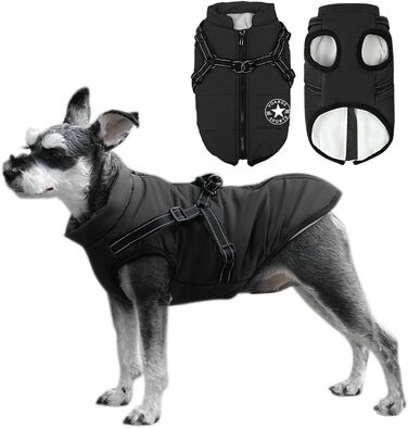 Зимовий жилет для собак, водонепроникний, з D-кільцем (зелений, XL/чорний, 4XL)