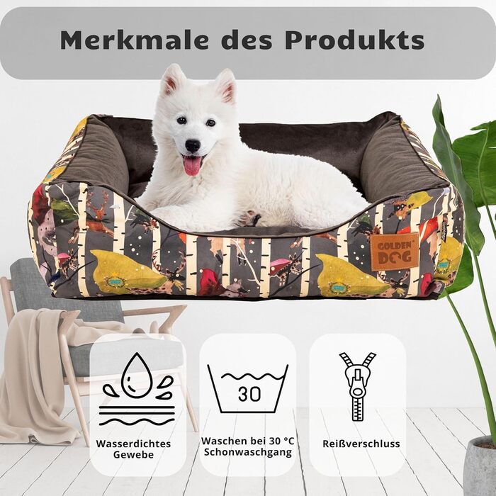 М'яке ліжко-корзина для собак 'Kinia' (Superheld, S) з високими бортиками, з велюрової тканини