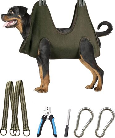 Набір для догляду за собакою Kkiimatt 10-в-1: гамак, триммер, пилка, ножиці. XXL (до 45,4 кг). Хакі