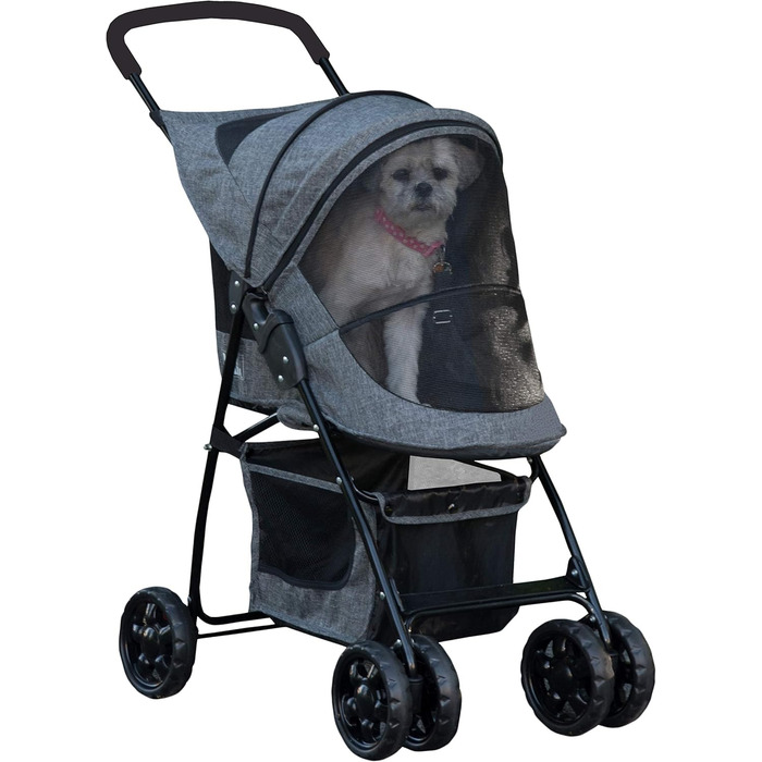 Дитяча коляска для тварин Pet Gear Happy Trails Lite, Dark Platinum, з підкладкою та ремінком безпеки
