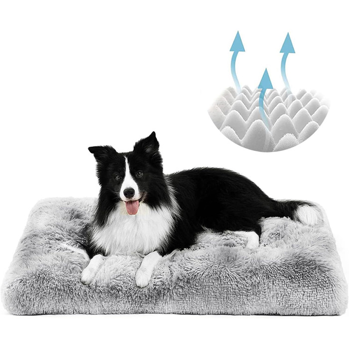 Велике собаче ліжко YAGE, миючий матеріал, ортопедичне ліжко, матрац для собачого будки, довге плюшеве ліжко, заспокійливе ліжко для собак, що бояться (L-90 см, сірий) L-90x70CM сірий
