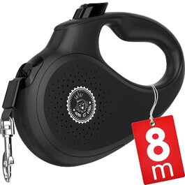 Рулетка для собак HUND IST KÖNIG 8м, висувна поводок до 50 кг, чорна