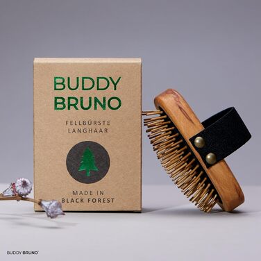 BUDDY BRUNO натуральна щітка для собак та котів з довгою шерстю, дерев'яні SafePin щетини, FSC, преміум якість, для щоденного догляду, зроблено в Німеччині
