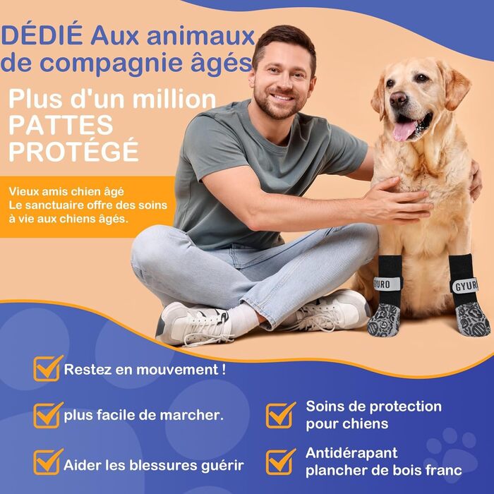 Чорні антиковзкі шкарпетки для собак (XXL) - захист лап від слизькості на твердих підлогах