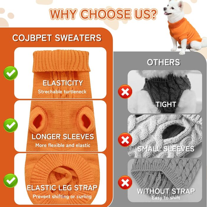 Вовняний пуловер для собак з коміром-стійкою, теплий та м'який, червоний, розмір M 12' (8', візерунок 