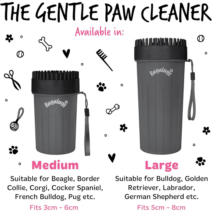 Очисник лап для собак BUGALUGS - портативний душ для лап для собак та котів (Великий, чорний)