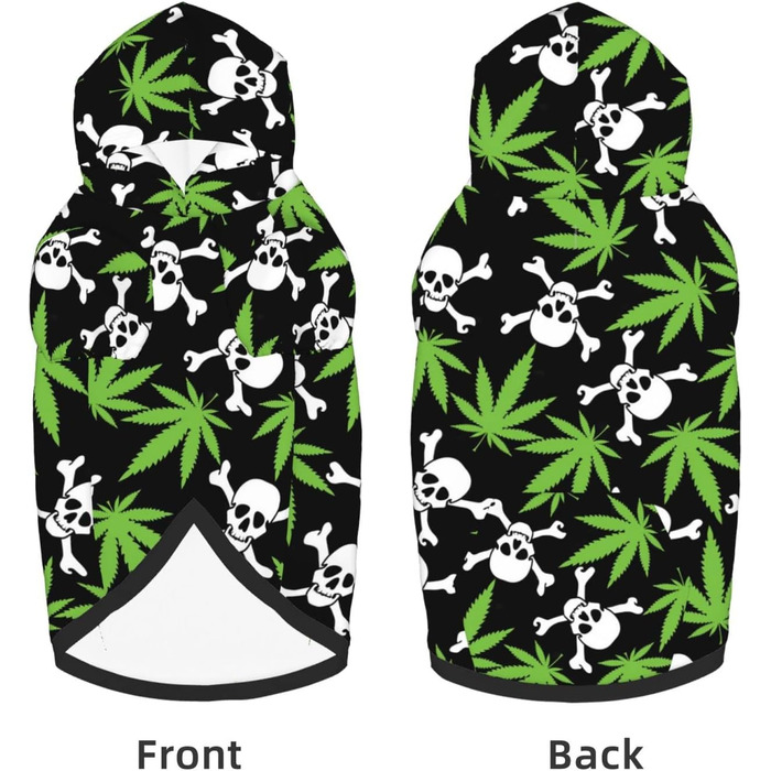 Пуловер для собак з капюшоном та зображенням черепа та листя, з кишенею та шапочкою, зимовий одяг, для середніх та великих собак, хлопчиків та дівчаток, одяг для домашніх тварин, комплекти