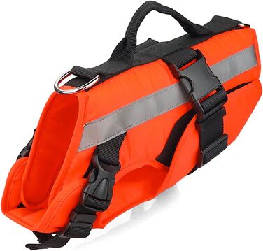 PETCUTE Жилет рятувальний для собак, регульований, з ручкою та світловідбиваючими елементами, для басейну, човнів, каное. Підходить для малих, середніх та великих собак