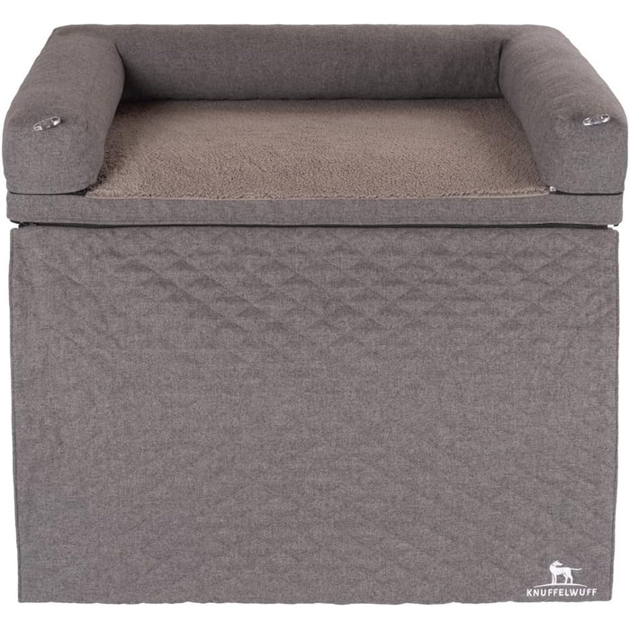Ортопедичне собаче ліжко Knuffelwuff Yona M-L, 86 x 55 см, сіре - м'яке ліжко для собак великих, середніх та маленьких порід, миється