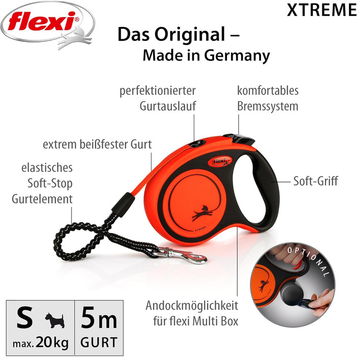 Повідок-рулетка Flexi Xtreme стрічковий, помаранчевий, розмір S