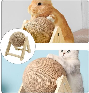 Іграшка для котів та собак Namvo Kratzball - кігтеточка з сизалю з вушками, проти нудьги