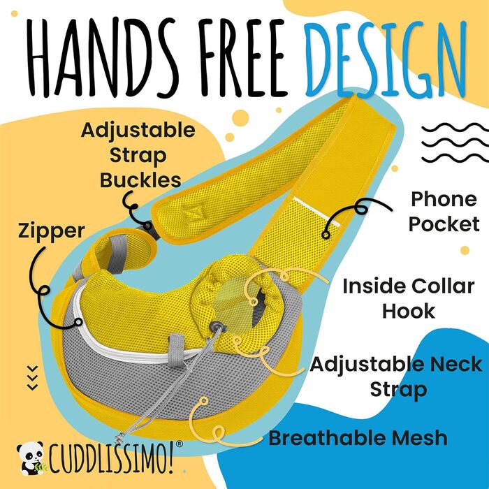 Тканина-переноска для домашніх тварин, м'яка сумка-переноска для маленьких тварин (для собак, цуценят та котів, 2,7–4,5 кг), ідеально підходить для Йоркширського тер'єра, Мальтізе, Чихуахуа (до 4,5 кг)