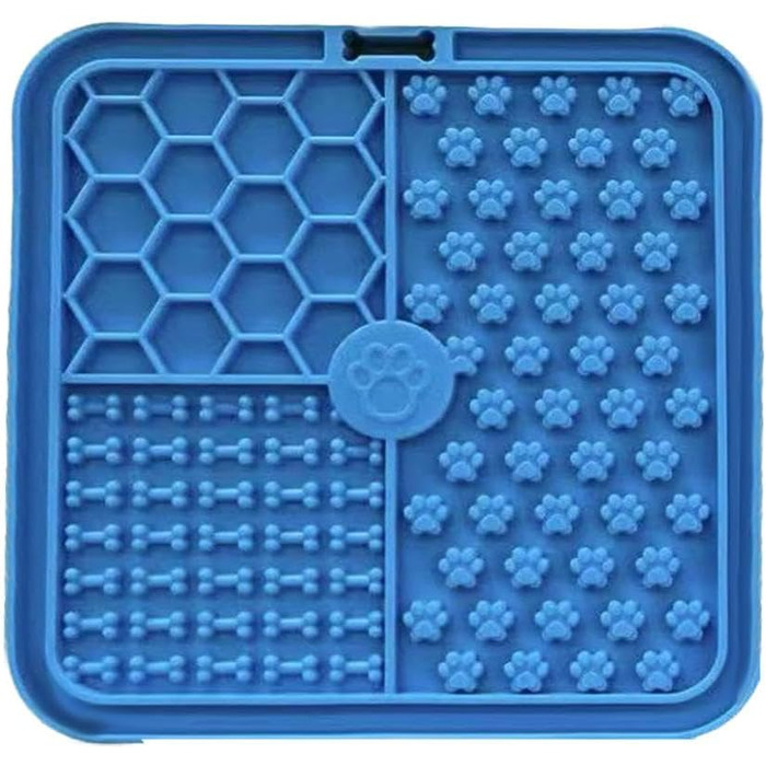 Килимок для собак та котів з присосками, повільний годівник для собак, лижучий килимок, заспокоює, арахісове масло (блакитний, 15*15 см)