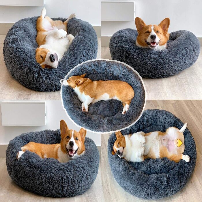 Ортопедичне круглі ліжко для собак XL: м'яке, кушетка з Memory Foam для великих собак (Лабрадор, Граунд). Можливість прання. Сірий колір.