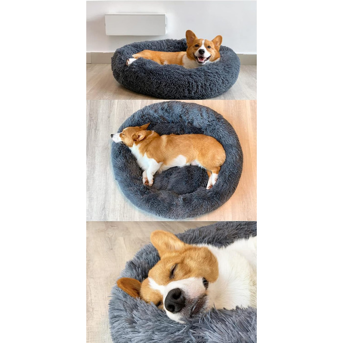 М'яке ліжко для котів та собак: кругленьке, миється, 70см та 60см (білий, сірий)
