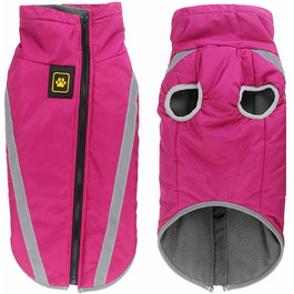 Зимова куртка Monkimau для великих собак XL-6XL | Водовідштовхуюча куртка-мандель для собак з світловідбиваючими смугами, прихованою блискавкою та гумкою (Рожева, 3XL)