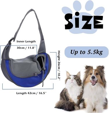 Сумка-переноска для собак та котів XGOPTS, до 5 кг, блакитна, дихаюча, регульована