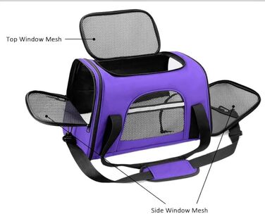 Транспортна сумка для котів та собак SHJOEE, розширювана, складана переноска для тварин, 43x28x25 см, фіолетовий колір