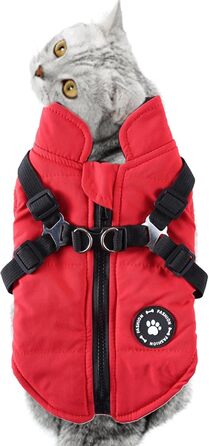 Зимова куртка для собак, флісова, водовідштовхувальна, тепла, для цуценят та собак різних розмірів (червона, S)