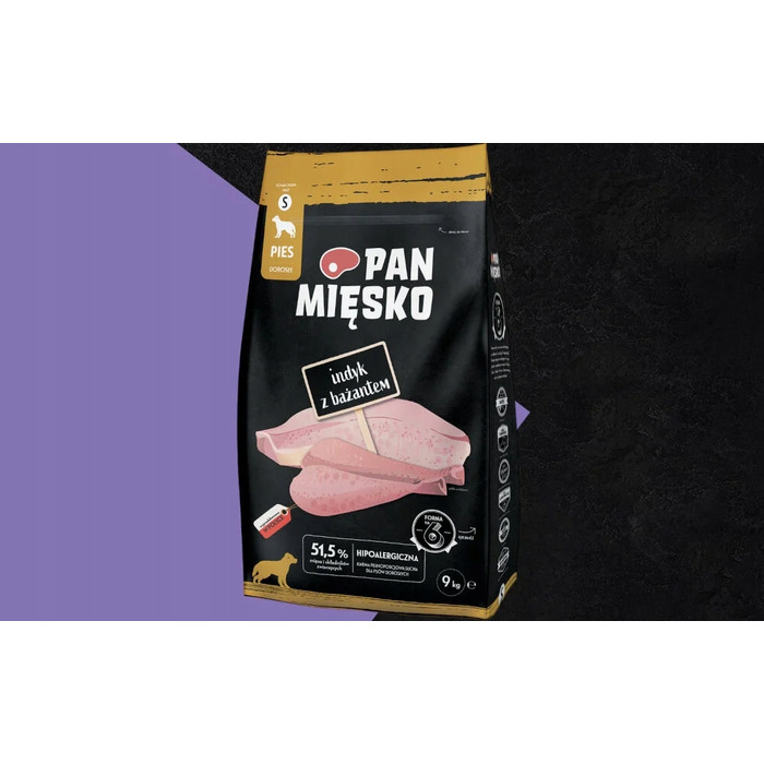 Сухий корм для собак Pan Mięsko з індиком та фазаном, гранули S, 9 кг