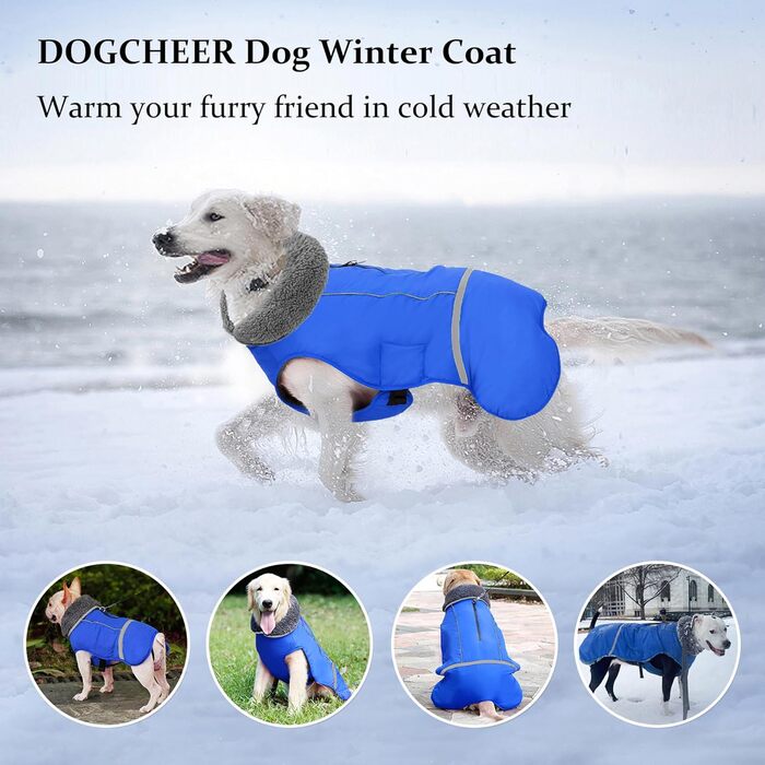 Зимовий водонепроникний утеплений жилет Dogcheer для собак з флісовим коміром, відбивачами, захистом від вітру, для цуценят та дорослих собак малих, середніх і великих порід