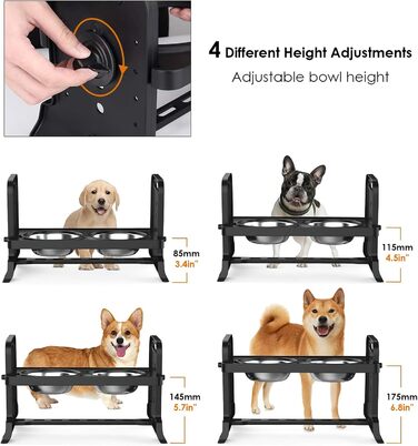 Підвищена годівниця для собак Felenny, регульована висота, 4 рівні, без розливання, повільний диспенсер води для собак та котів