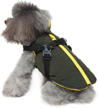 Зимовий пуховик для собак, тепла флісова куртка, водовідштовхувальна, утеплена, для цуценят та собак різних розмірів (зелений, XS)