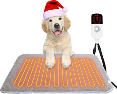 Кішечковий та собачий килимок-грілка TEOV: регулювання температури 20-55°C, таймер, водонепроникність, 45x70 см