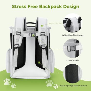 Розширюваний рюкзак для котів та собак Lekespring, переноска для тварин до 8 кг, сірий