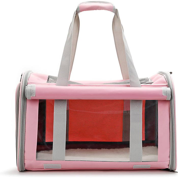 PETCUTE Транспортна переноска для собак та котів, складана, рожева. З внутрішнім ременем безпеки, схвалена авіакомпаніями, дихаюча, для подорожей та походів