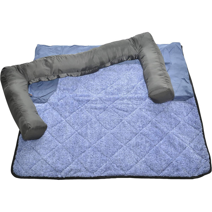 Крісло-ліжко для собак Raikou: зручне та практичне, 90x90 см, блакитний меланж. Захист дивану та багажника, антиковзаюче покриття, легко миється. Підходить для великих та маленьких собак.
