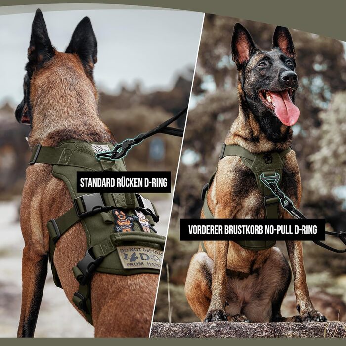 Шлейка для собак OneTigris T-Bone тактична, зелена, M (14-27 кг) - для полювання, прогулянок, тренувань