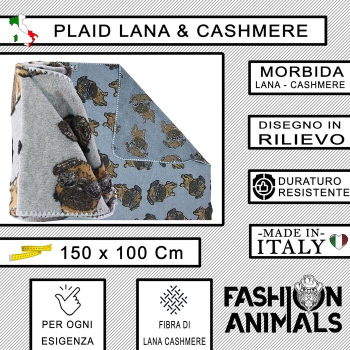 М'яка ковдра для домашніх тварин Luxus 150x100 см – Кашемір-мікс або штучне хутро, стильна та миюча, для собак та котів (собаки 20 см, вовна-кашемір)