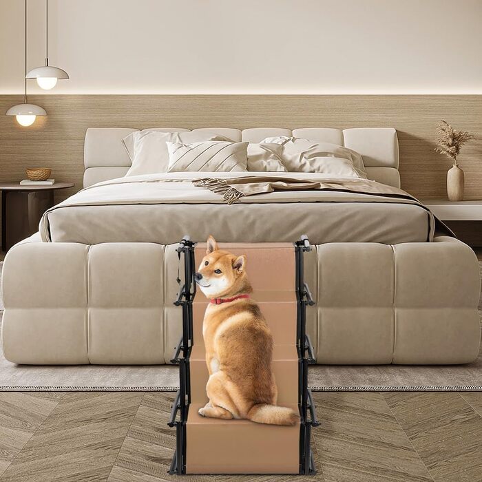 Складана та регульована рампа для собак великих та малих порід, драбина для домашніх тварин, 75 кг, акумуляторна, для всіх автомобілів, коричнева