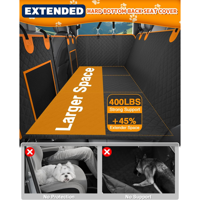 Подовжувач для собачого автокрісла, чохол на сидіння для собак з жорстким дном, собача гамак, захисний килимок для заднього сидіння авто, сумісний з F150, RAM1500, Silverado, GMC, Tundra