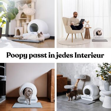 Poopy Nano 2 — автоматичний самоочисний туалет для котів з поїлкою, 100 пакетів для сміття та котячим килимком (працює з додатком і без)