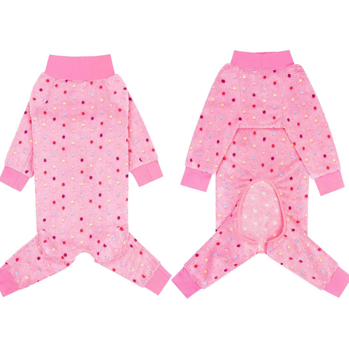 Теплий зимовий костюм-піжама для собак середніх та великих порід, фланелевий, рожевий у горошок (XL)