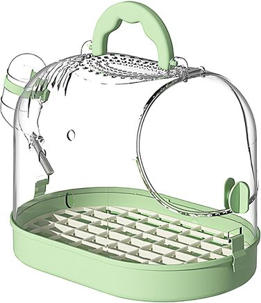 Переносна клітка для птахів: зручна транспортна коробка з безпечним замком (зелено-біла)